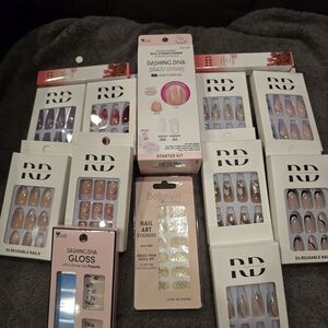 RD Reusable Press-On Nails Set with Pink, Nude & Purple Designs